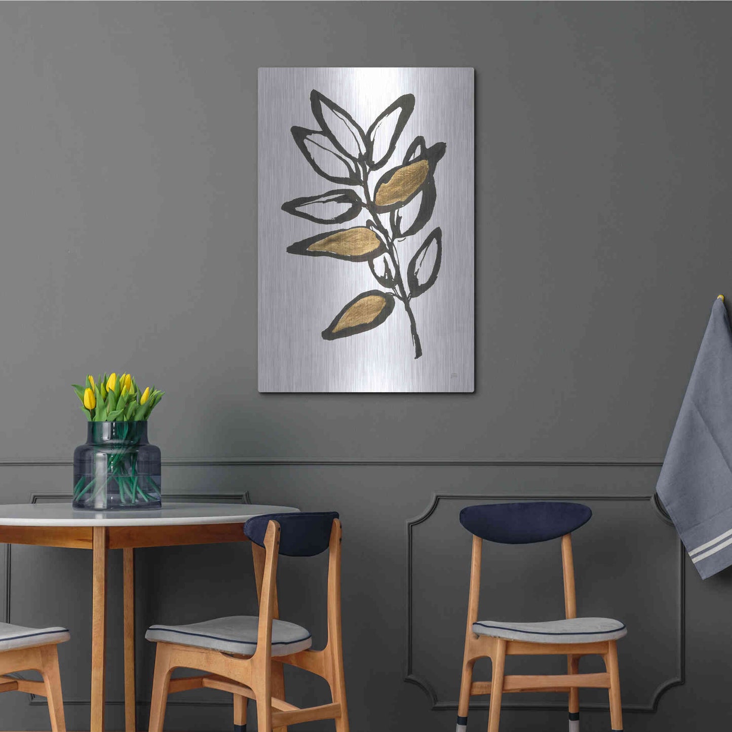 Luxe Metal Art 'Leafed X' by Chris Paschke, Metal Wall Art,24x36