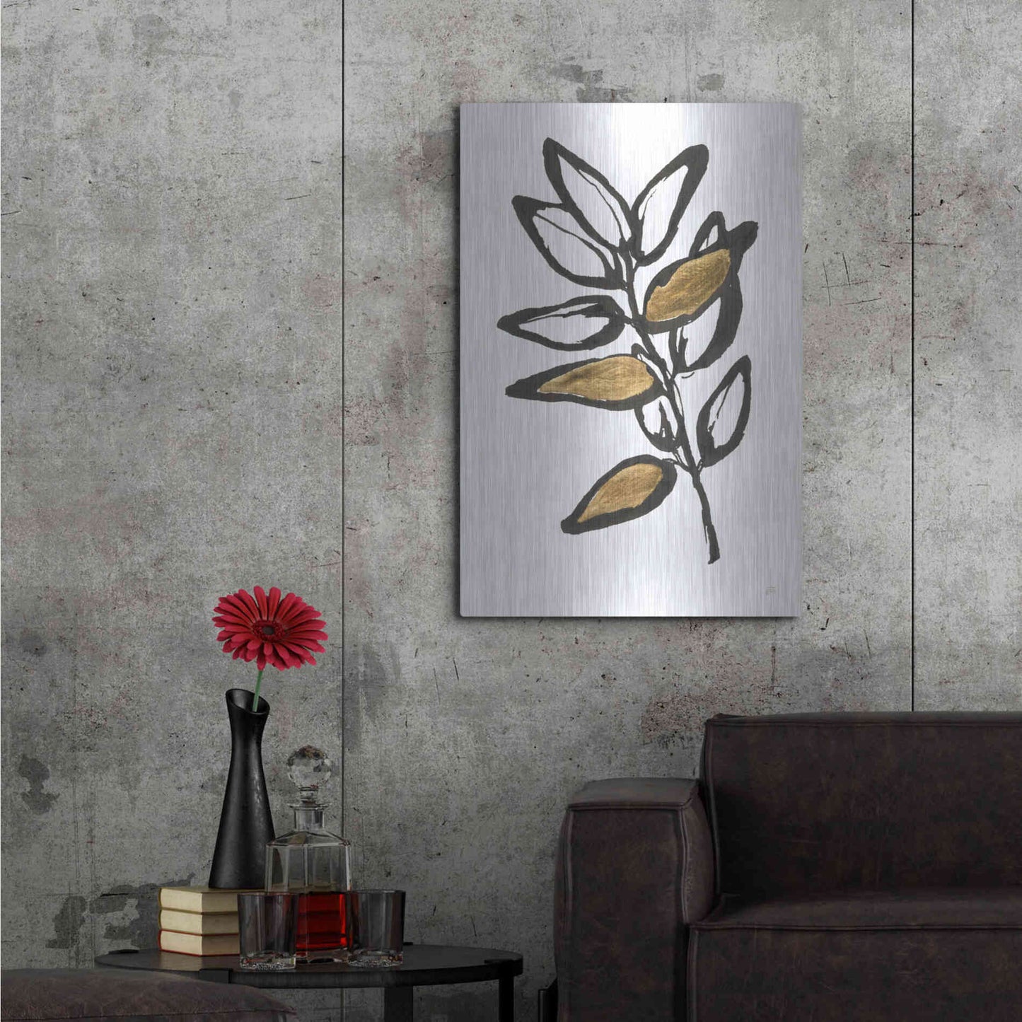 Luxe Metal Art 'Leafed X' by Chris Paschke, Metal Wall Art,24x36