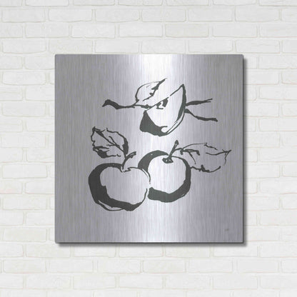 Luxe Metal Art 'Apples BW' by Chris Paschke, Metal Wall Art,36x36