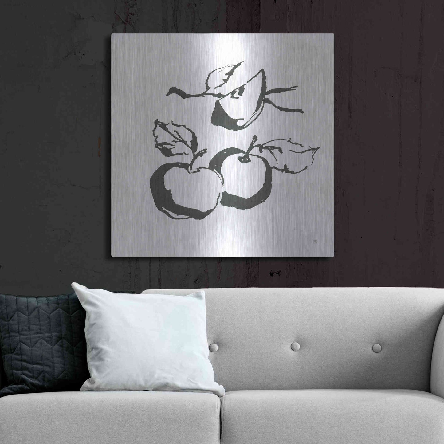 Luxe Metal Art 'Apples BW' by Chris Paschke, Metal Wall Art,36x36