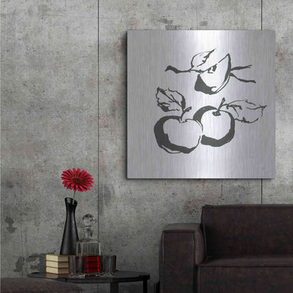 Luxe Metal Art 'Apples BW' by Chris Paschke, Metal Wall Art,36x36