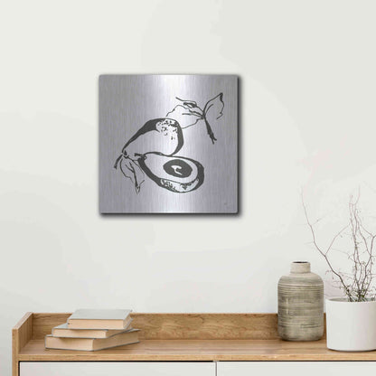 Luxe Metal Art 'Avacado I BW' by Chris Paschke, Metal Wall Art,12x12