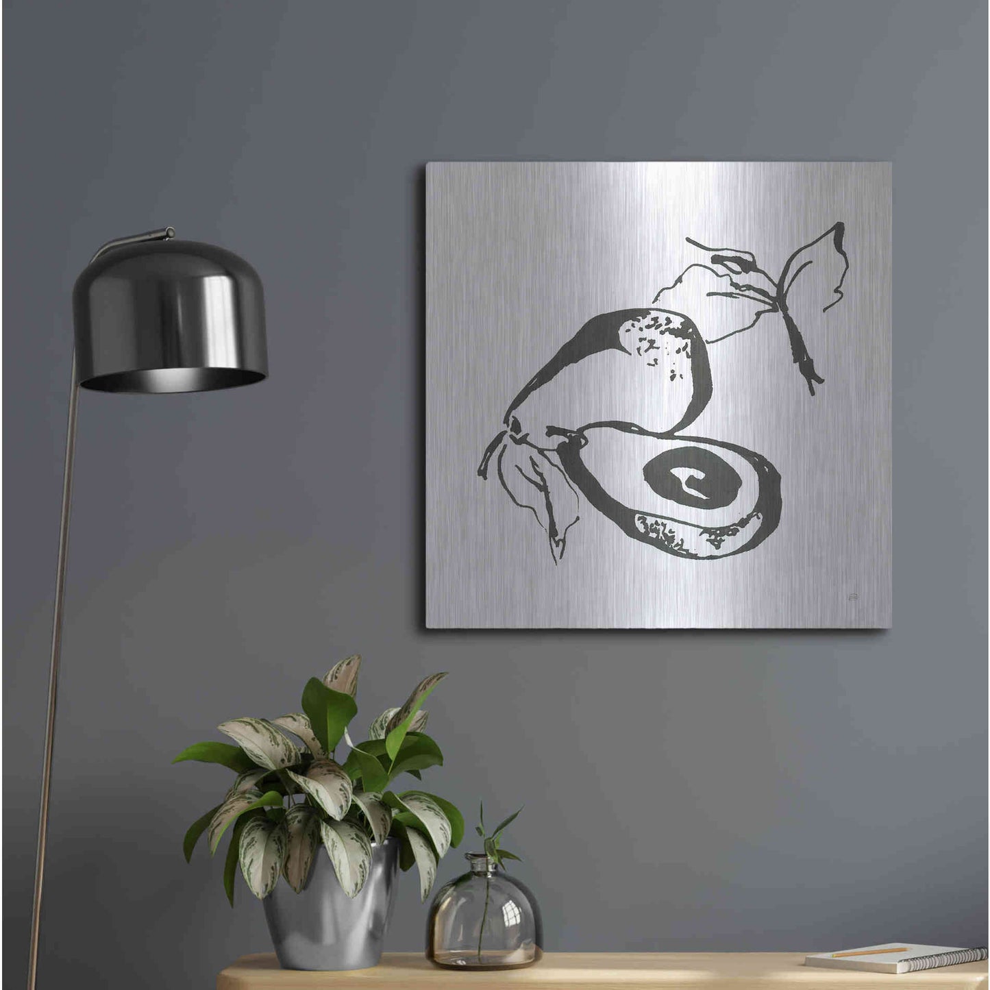 Luxe Metal Art 'Avacado I BW' by Chris Paschke, Metal Wall Art,24x24