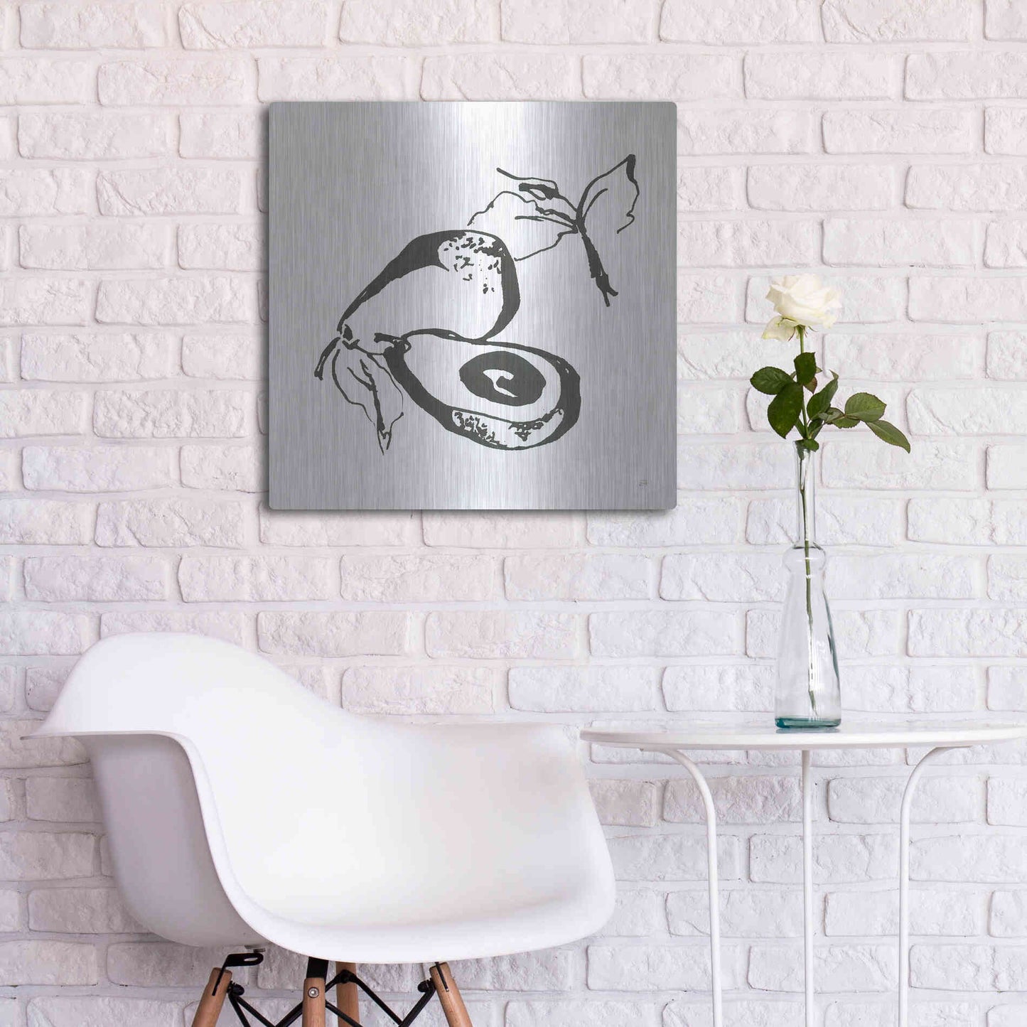 Luxe Metal Art 'Avacado I BW' by Chris Paschke, Metal Wall Art,24x24