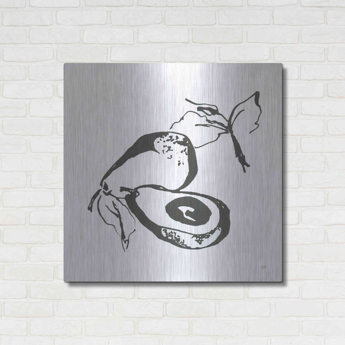 Luxe Metal Art 'Avacado I BW' by Chris Paschke, Metal Wall Art,36x36