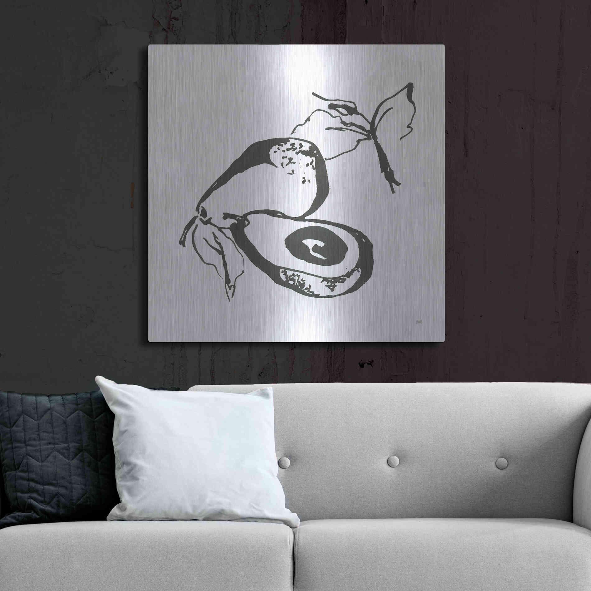 Luxe Metal Art 'Avacado I BW' by Chris Paschke, Metal Wall Art,36x36