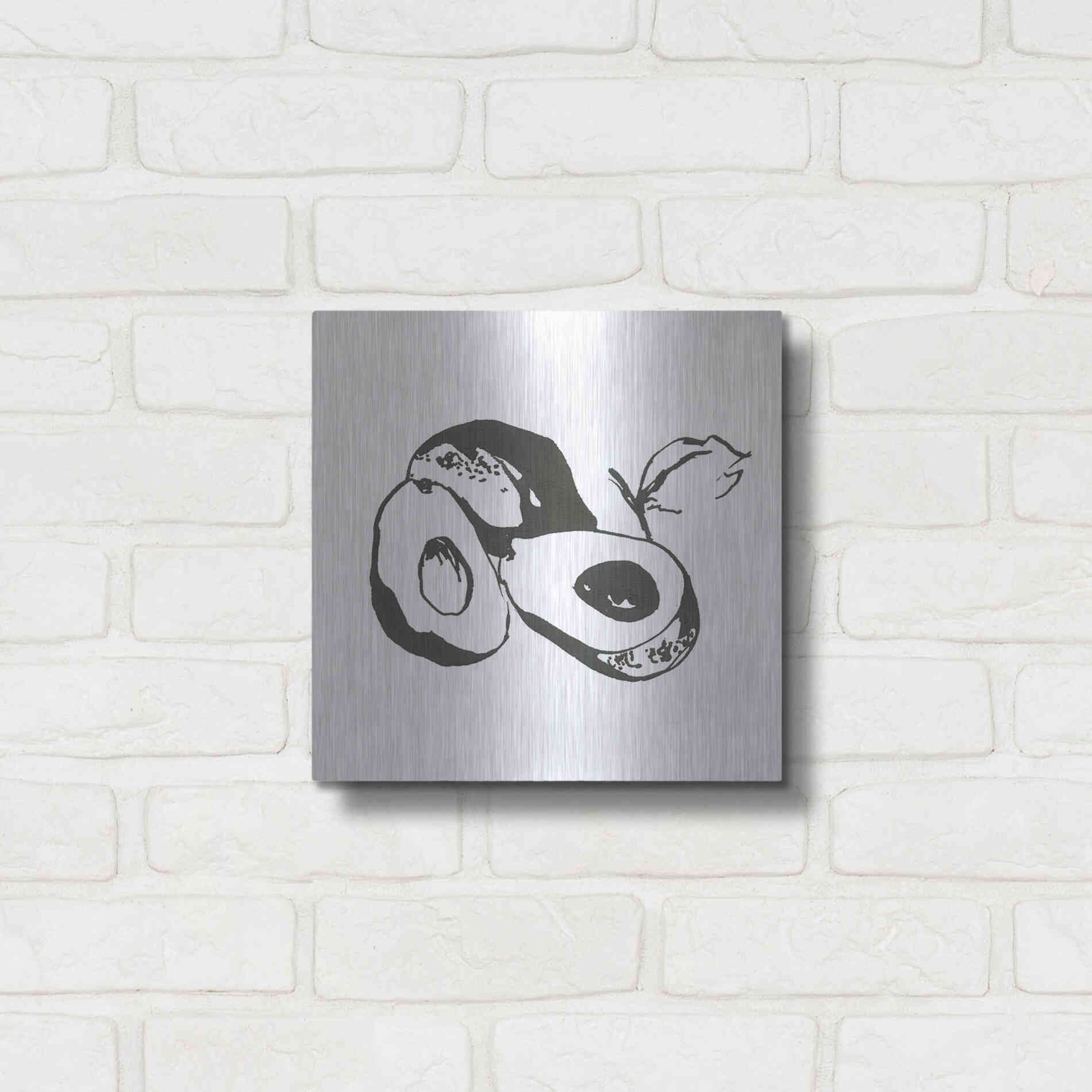 Luxe Metal Art 'Avacado II BW' by Chris Paschke, Metal Wall Art,12x12