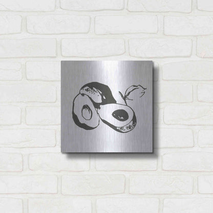 Luxe Metal Art 'Avacado II BW' by Chris Paschke, Metal Wall Art,12x12