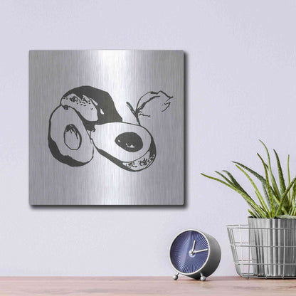 Luxe Metal Art 'Avacado II BW' by Chris Paschke, Metal Wall Art,12x12