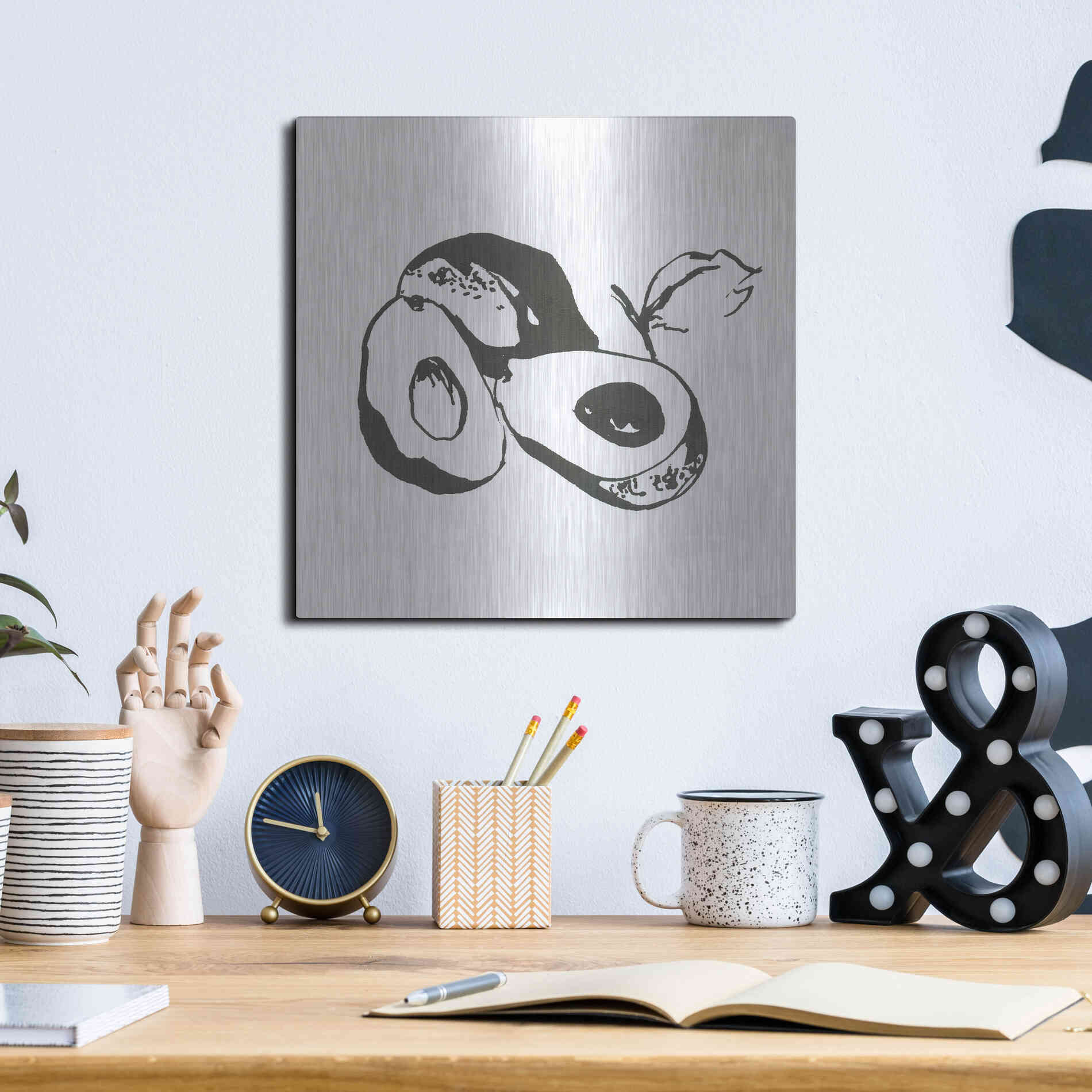 Luxe Metal Art 'Avacado II BW' by Chris Paschke, Metal Wall Art,12x12