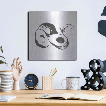 Luxe Metal Art 'Avacado II BW' by Chris Paschke, Metal Wall Art,12x12