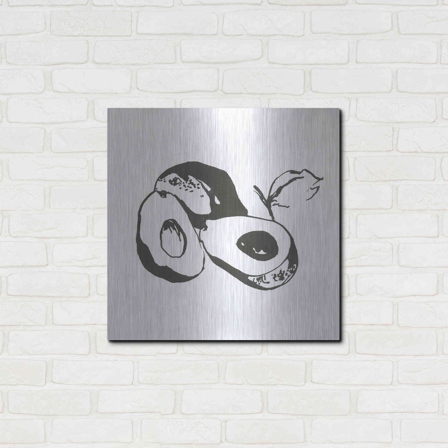 Luxe Metal Art 'Avacado II BW' by Chris Paschke, Metal Wall Art,24x24