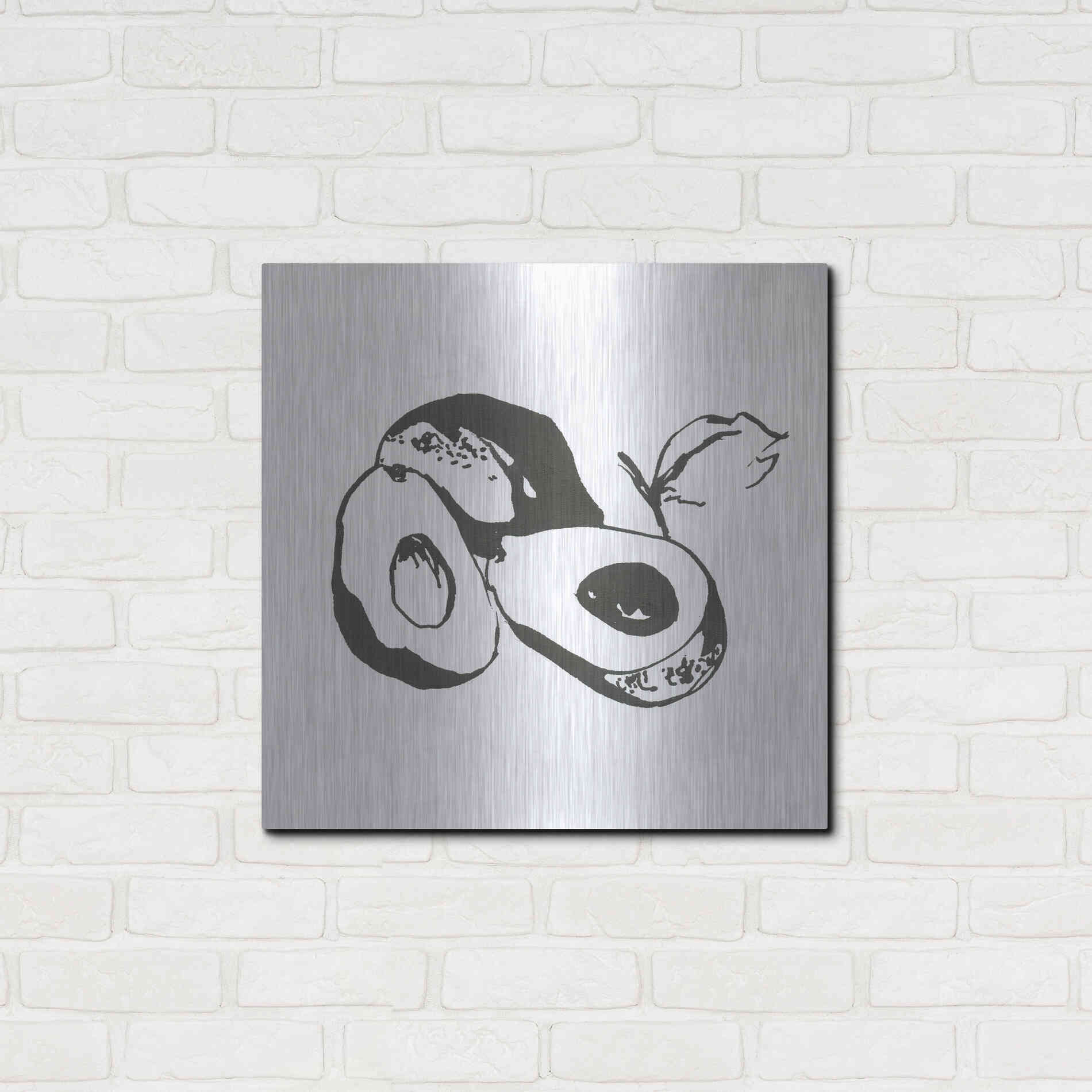 Luxe Metal Art 'Avacado II BW' by Chris Paschke, Metal Wall Art,24x24