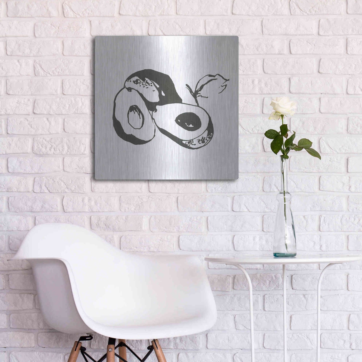 Luxe Metal Art 'Avacado II BW' by Chris Paschke, Metal Wall Art,24x24