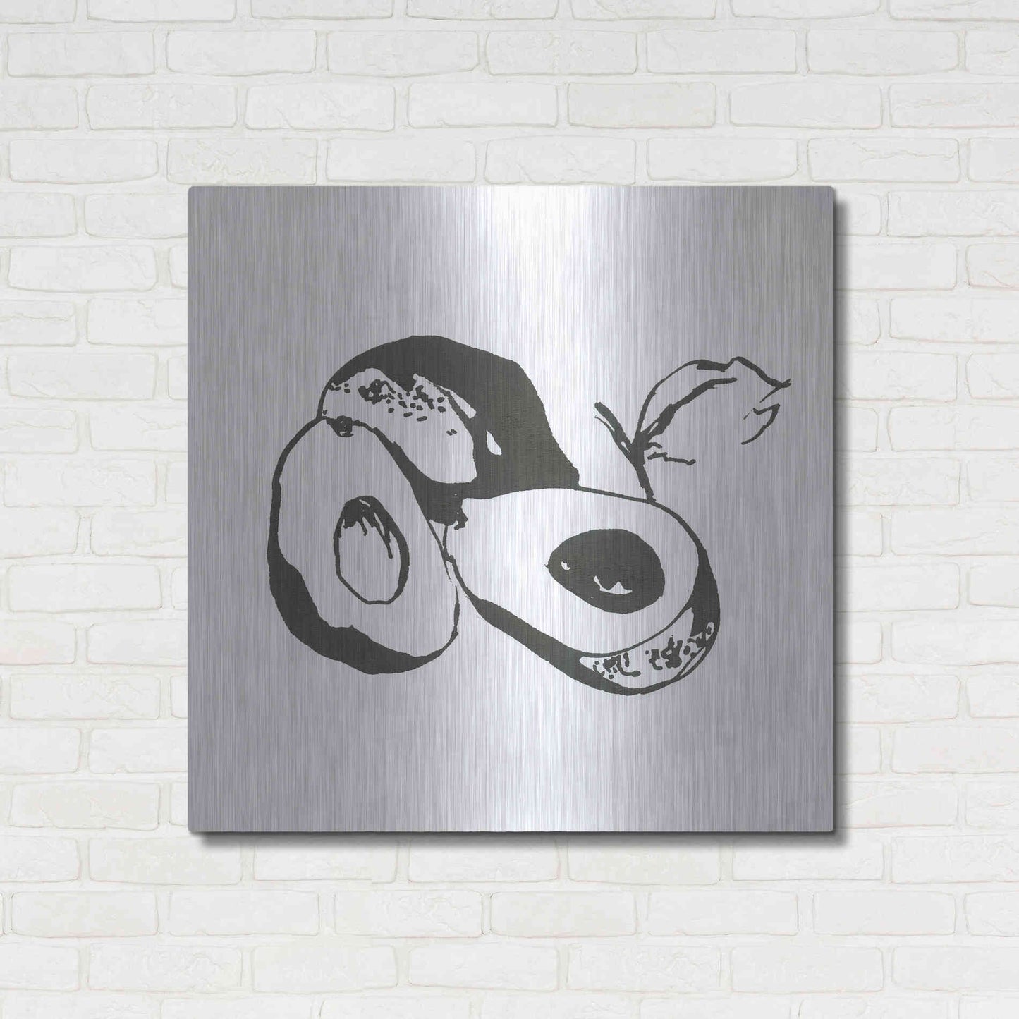 Luxe Metal Art 'Avacado II BW' by Chris Paschke, Metal Wall Art,36x36