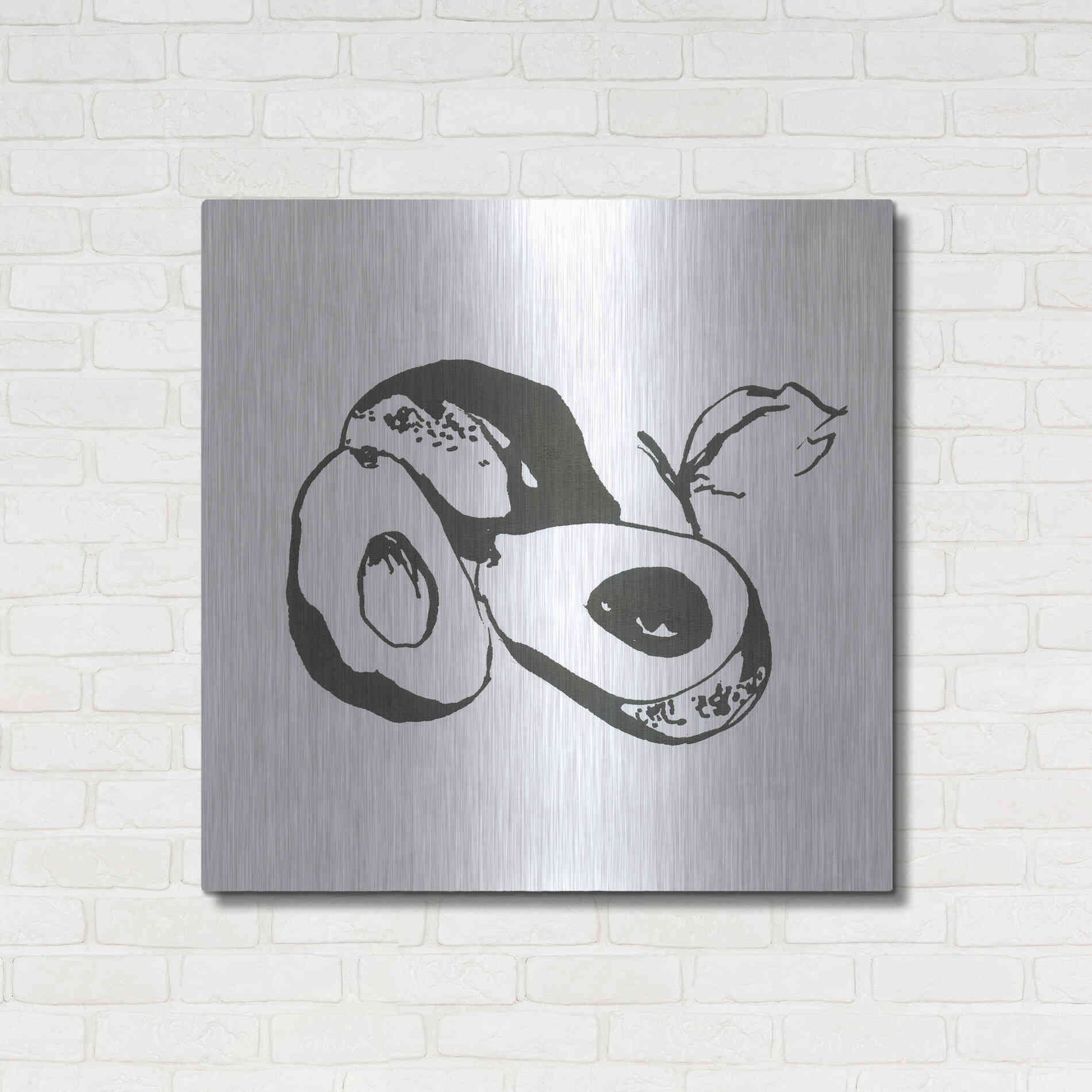 Luxe Metal Art 'Avacado II BW' by Chris Paschke, Metal Wall Art,36x36
