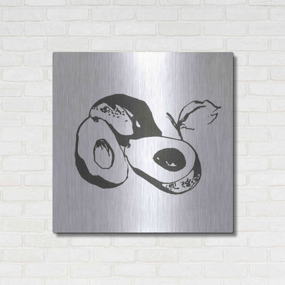 Luxe Metal Art 'Avacado II BW' by Chris Paschke, Metal Wall Art,36x36