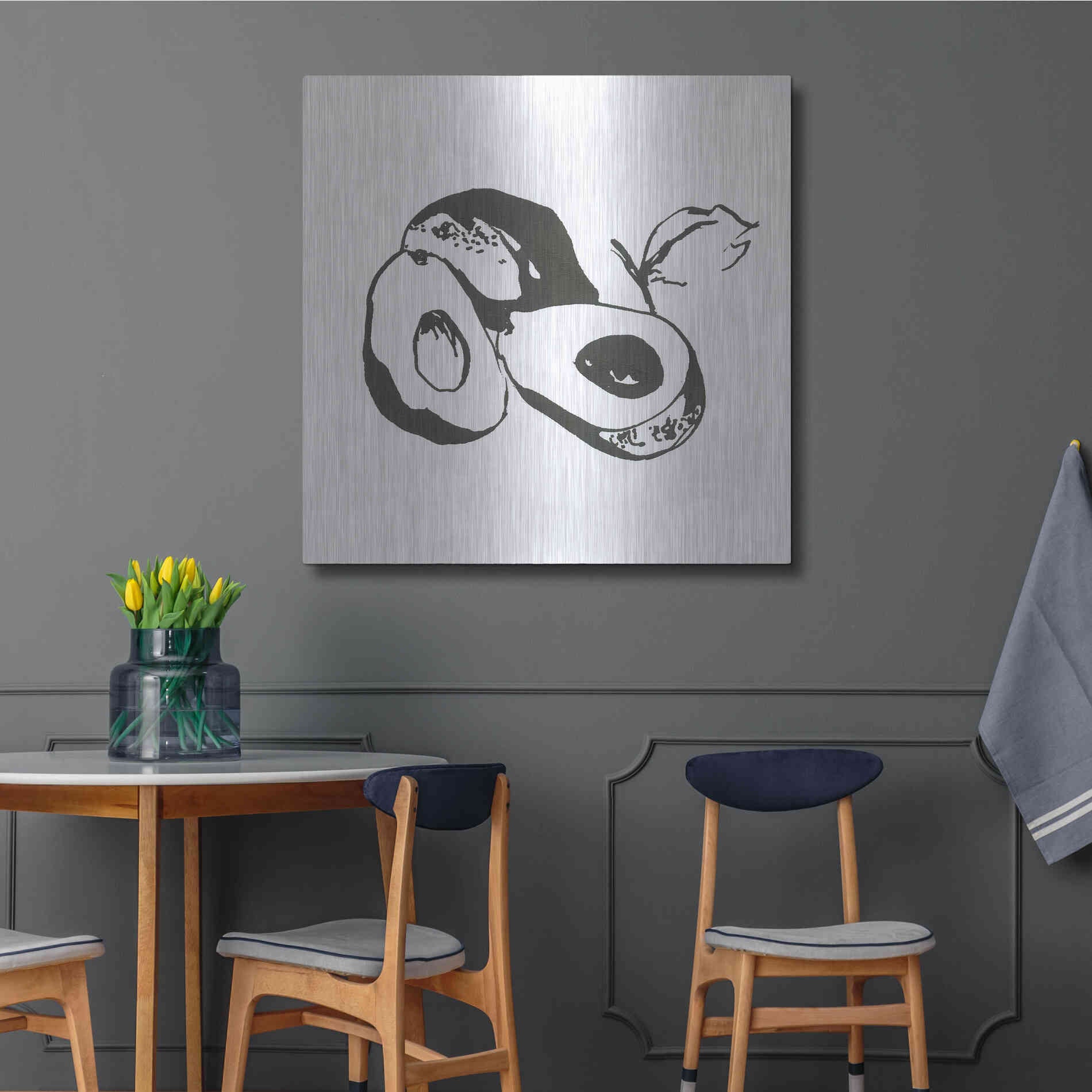 Luxe Metal Art 'Avacado II BW' by Chris Paschke, Metal Wall Art,36x36