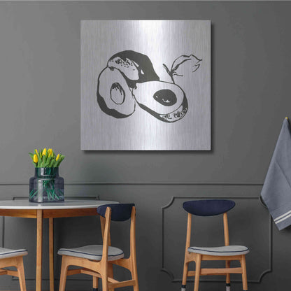 Luxe Metal Art 'Avacado II BW' by Chris Paschke, Metal Wall Art,36x36