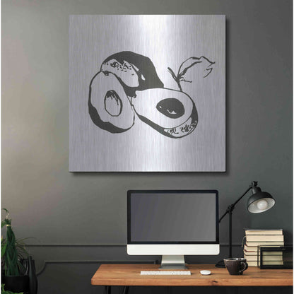 Luxe Metal Art 'Avacado II BW' by Chris Paschke, Metal Wall Art,36x36