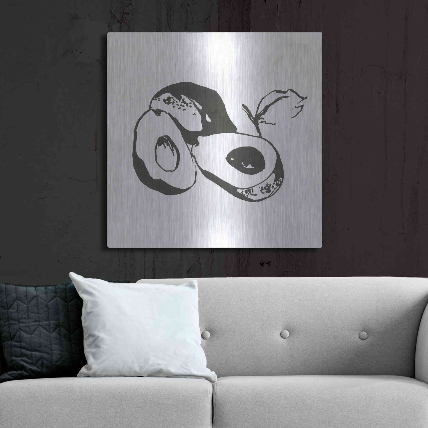 Luxe Metal Art 'Avacado II BW' by Chris Paschke, Metal Wall Art,36x36