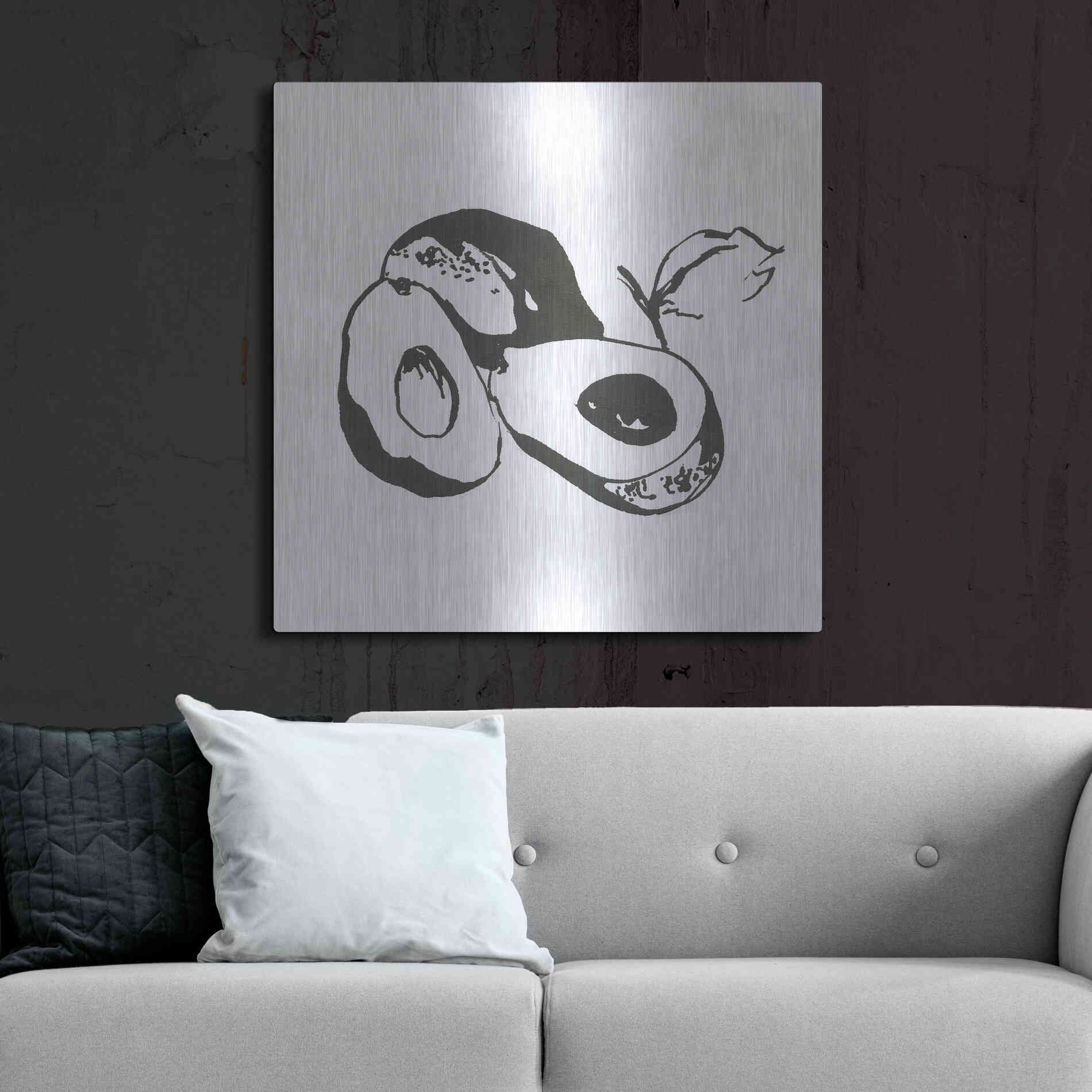 Luxe Metal Art 'Avacado II BW' by Chris Paschke, Metal Wall Art,36x36