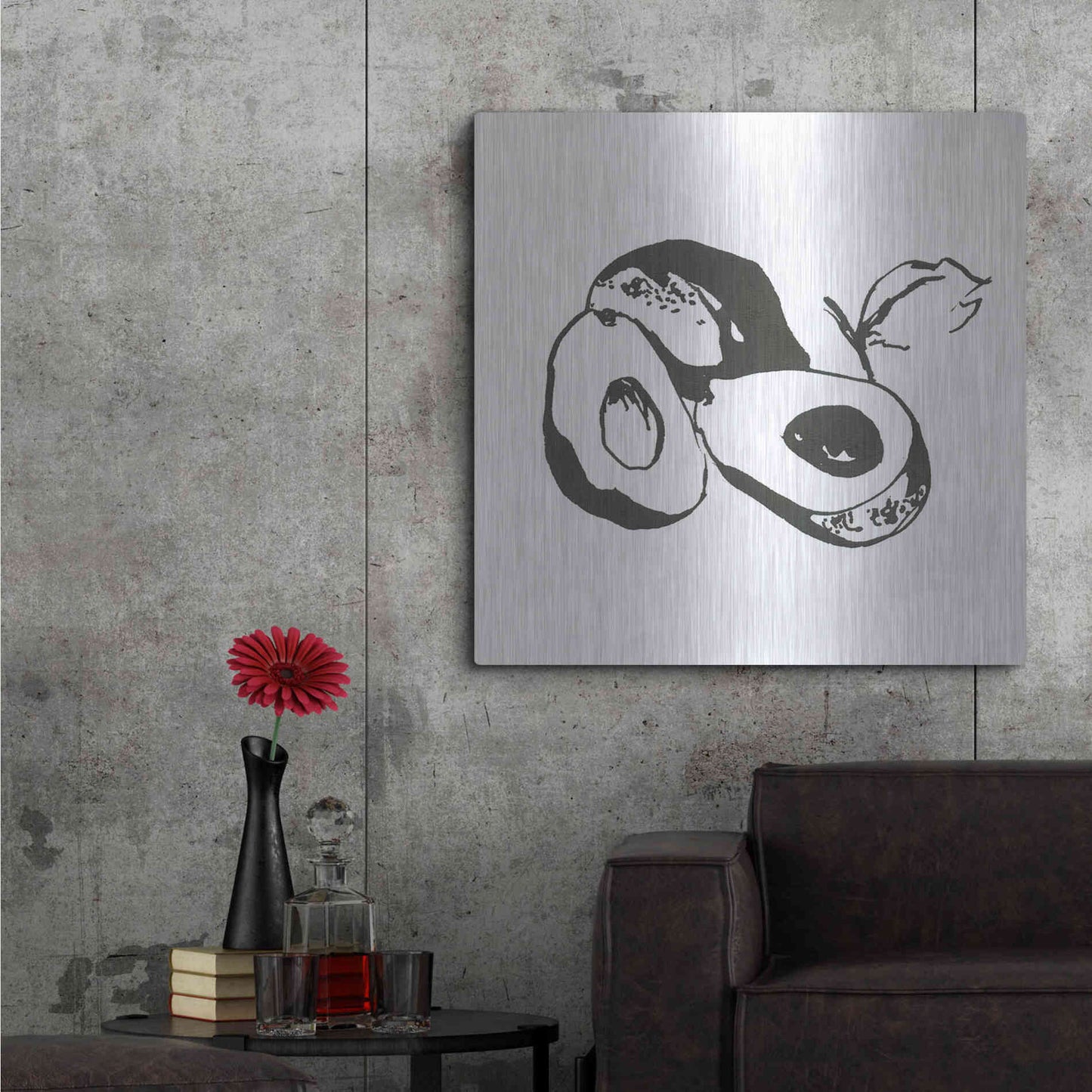 Luxe Metal Art 'Avacado II BW' by Chris Paschke, Metal Wall Art,36x36