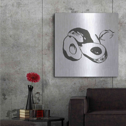 Luxe Metal Art 'Avacado II BW' by Chris Paschke, Metal Wall Art,36x36