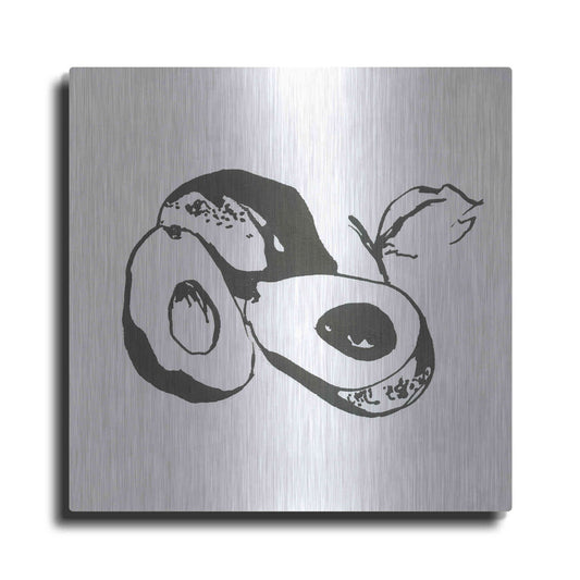 Luxe Metal Art 'Avacado II BW' by Chris Paschke, Metal Wall Art