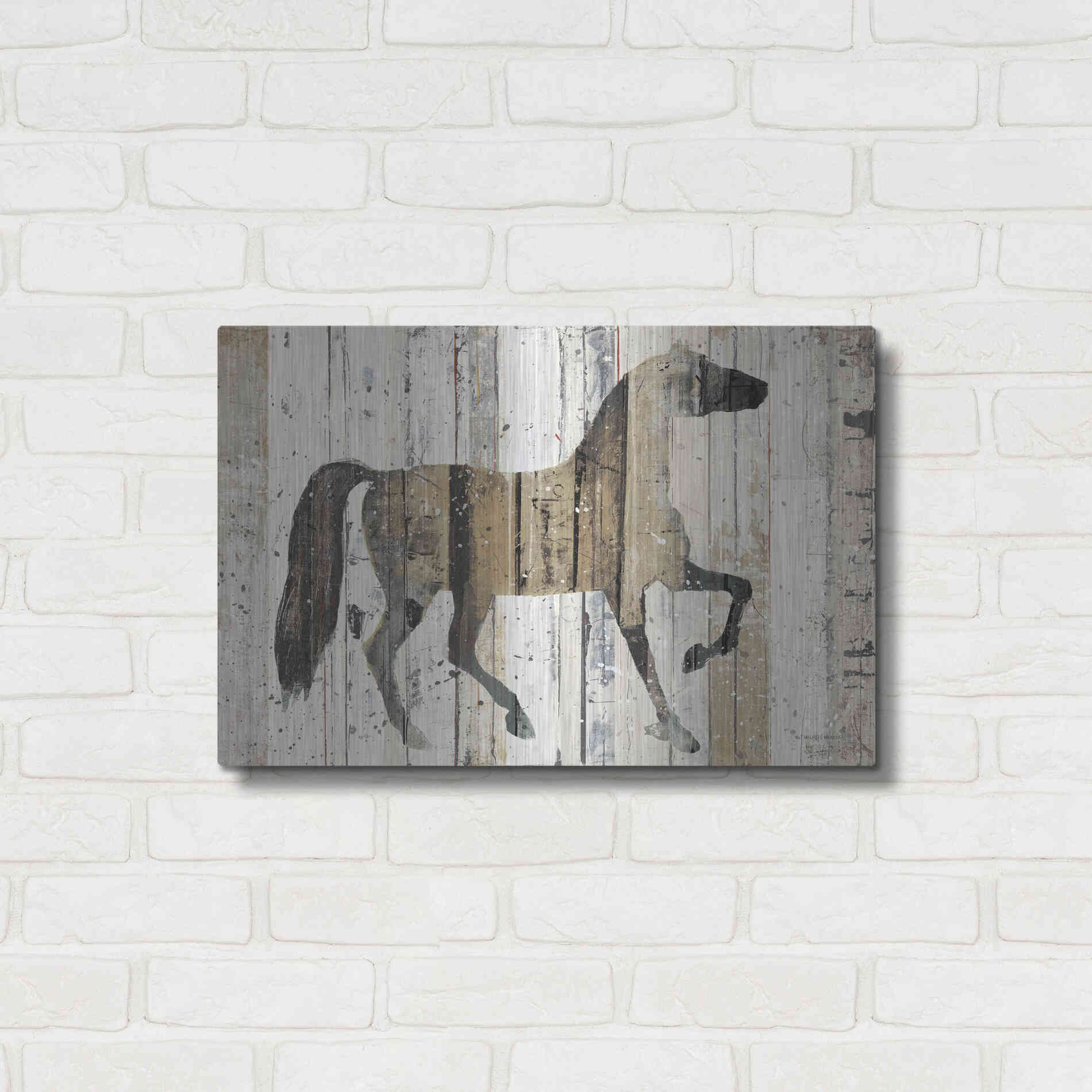 Luxe Metal Art 'Dark Horse' by Michael Mullan, Metal Wall Art,24x16