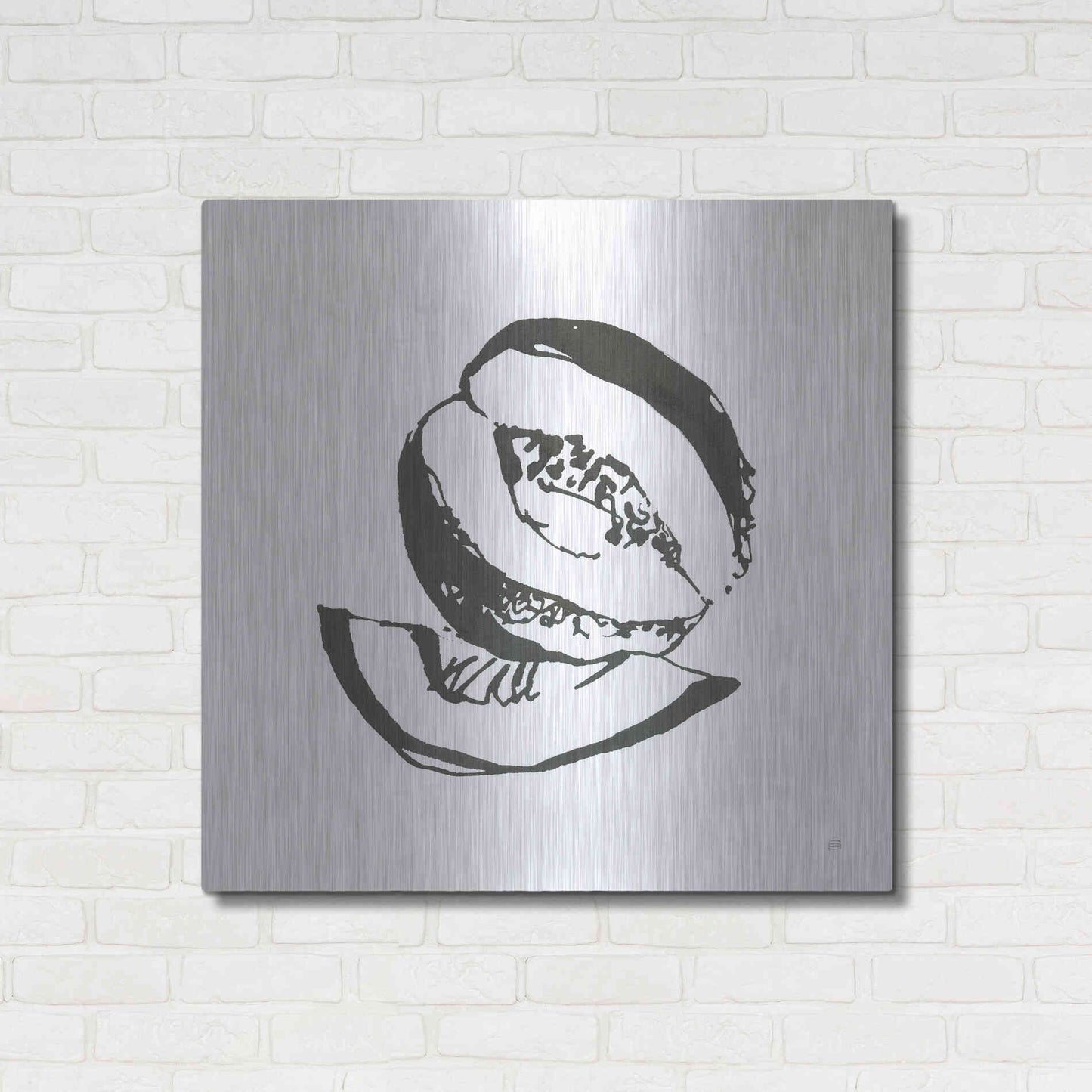 Luxe Metal Art 'Cantaloupe I BW' by Chris Paschke, Metal Wall Art,36x36