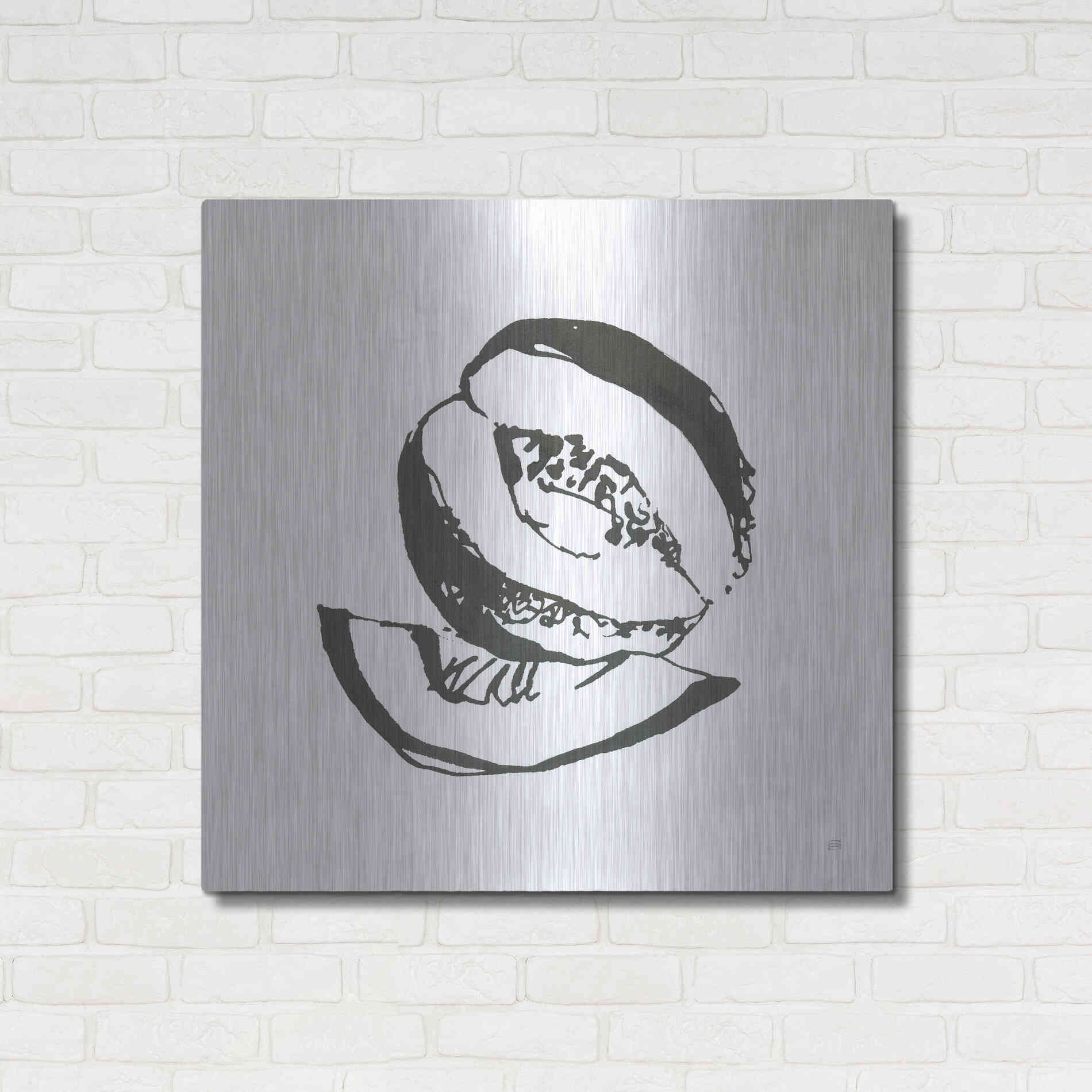 Luxe Metal Art 'Cantaloupe I BW' by Chris Paschke, Metal Wall Art,36x36