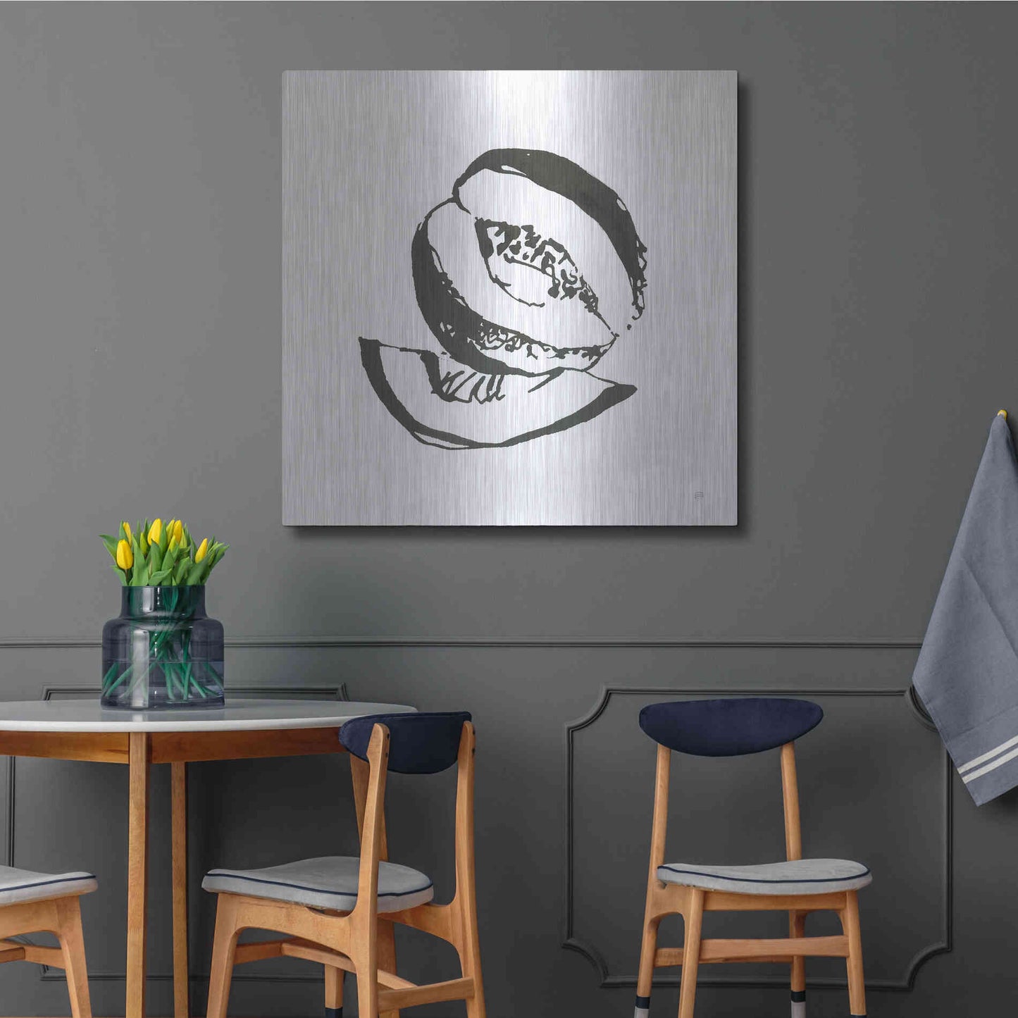 Luxe Metal Art 'Cantaloupe I BW' by Chris Paschke, Metal Wall Art,36x36