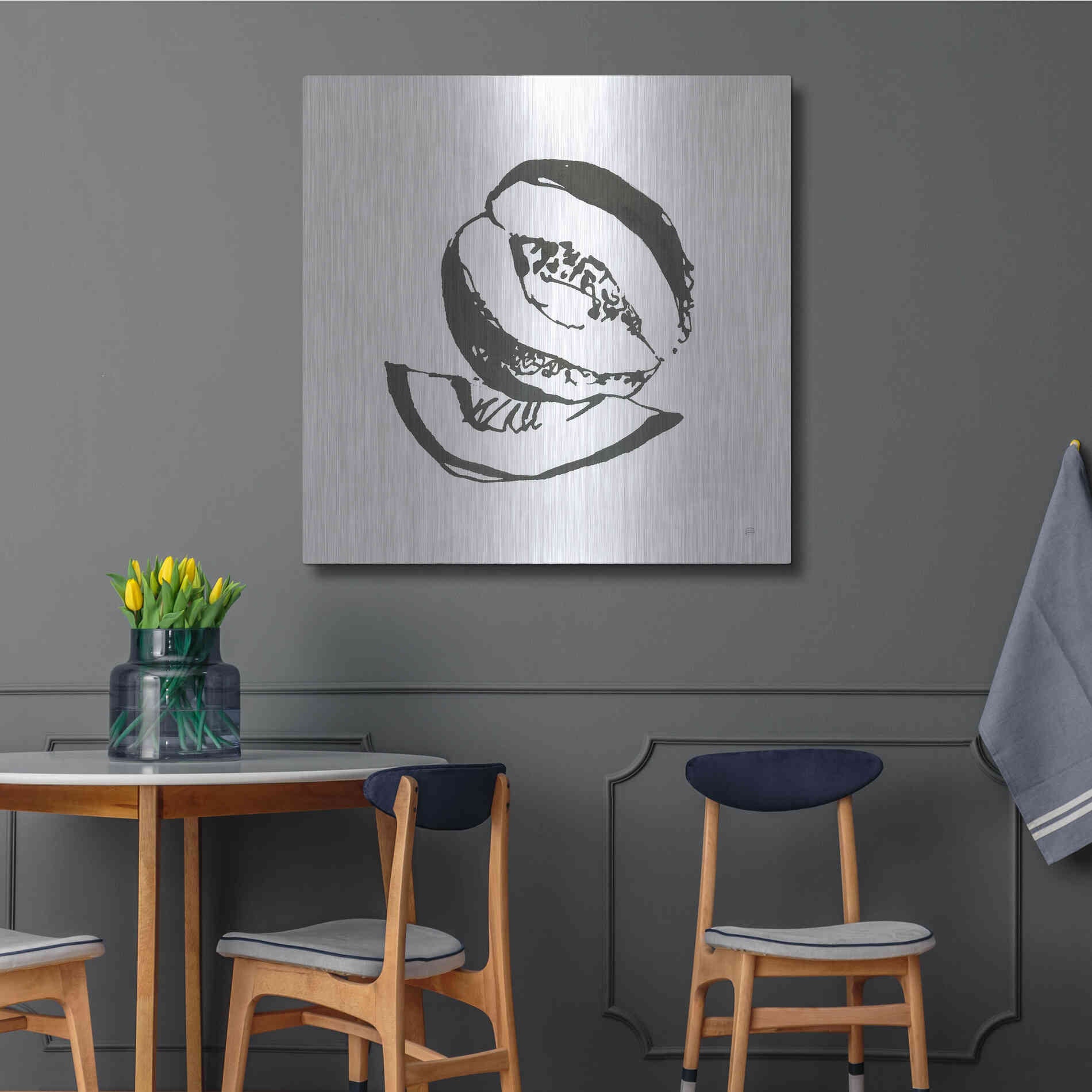 Luxe Metal Art 'Cantaloupe I BW' by Chris Paschke, Metal Wall Art,36x36