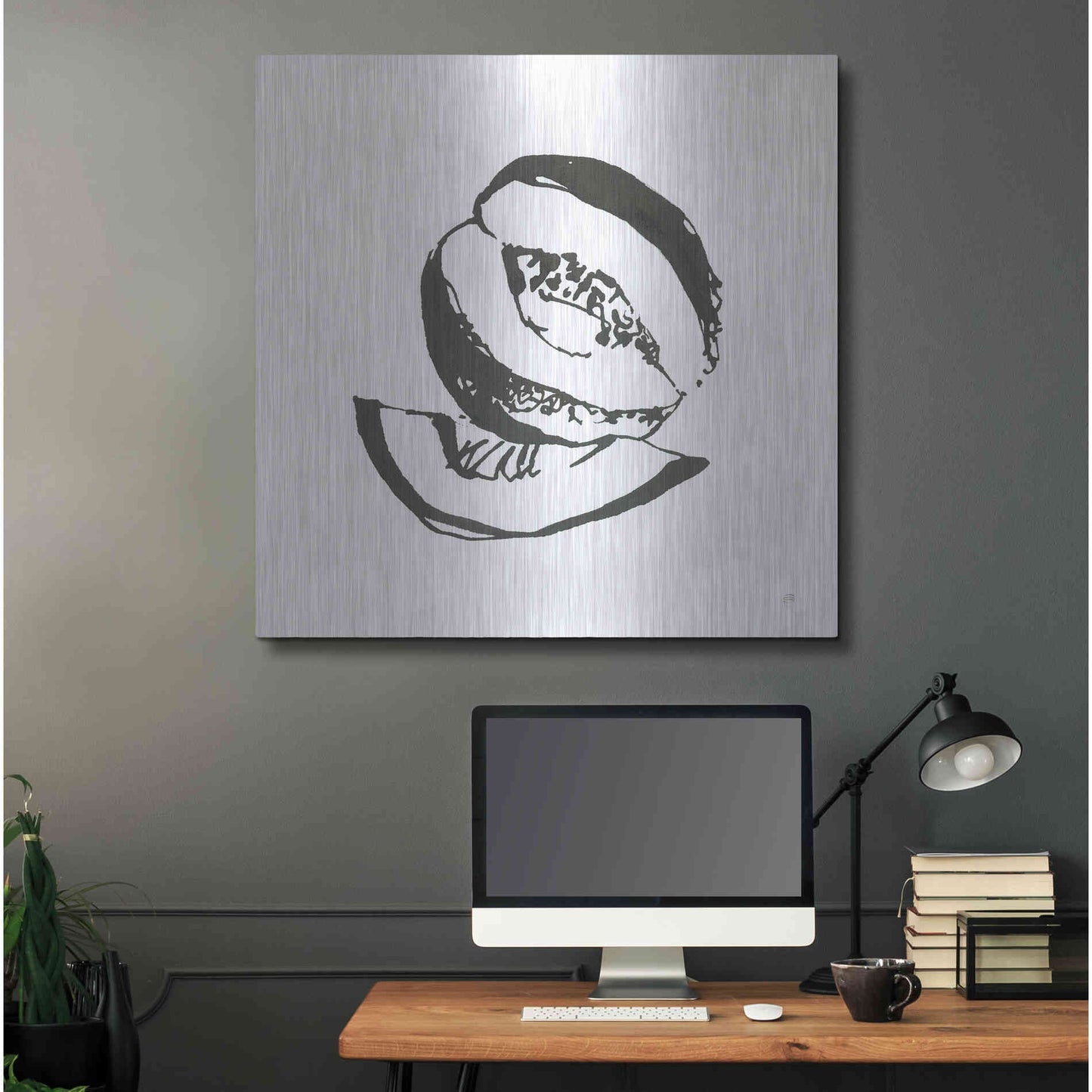 Luxe Metal Art 'Cantaloupe I BW' by Chris Paschke, Metal Wall Art,36x36