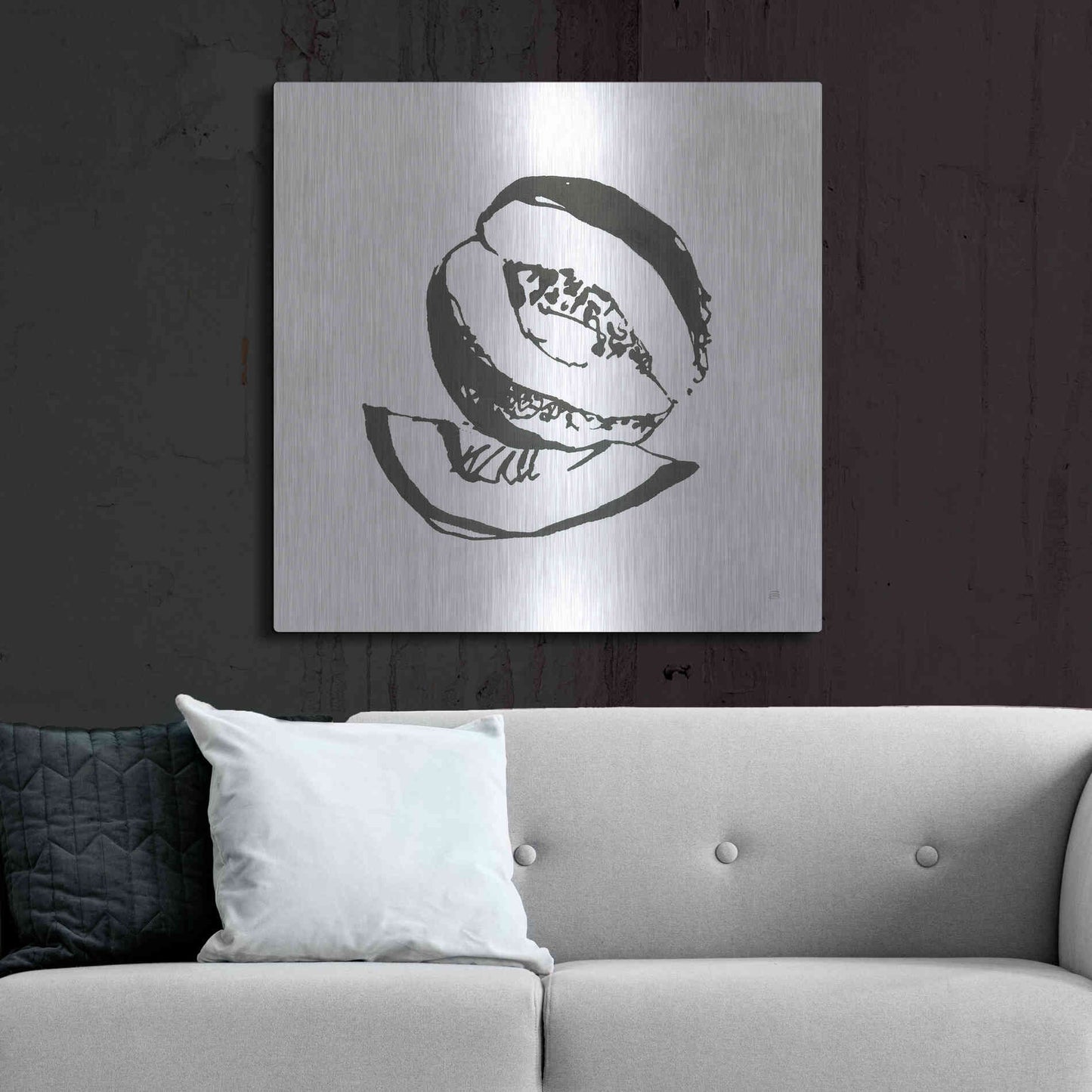 Luxe Metal Art 'Cantaloupe I BW' by Chris Paschke, Metal Wall Art,36x36