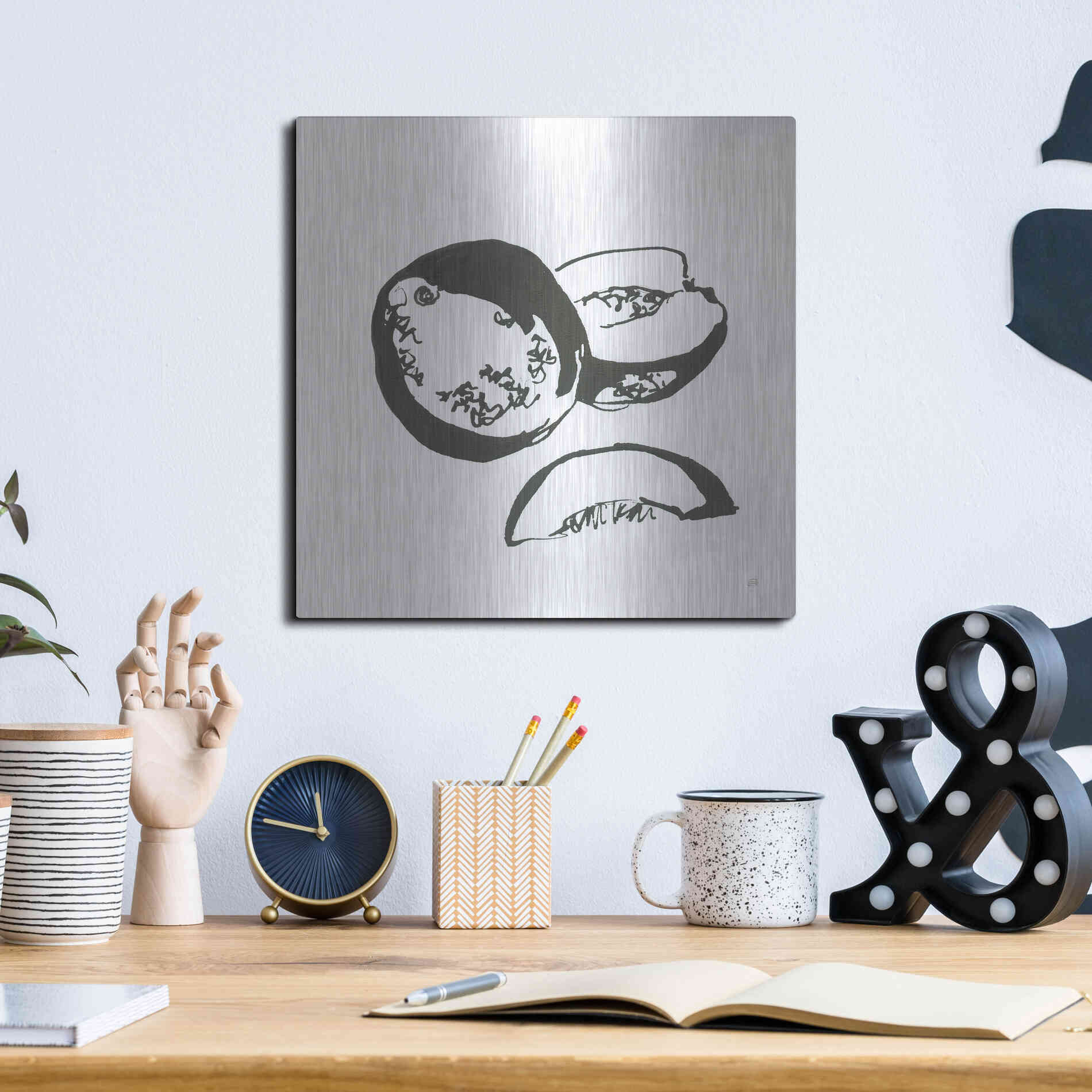 Luxe Metal Art 'Cantaloupe II BW' by Chris Paschke, Metal Wall Art,12x12