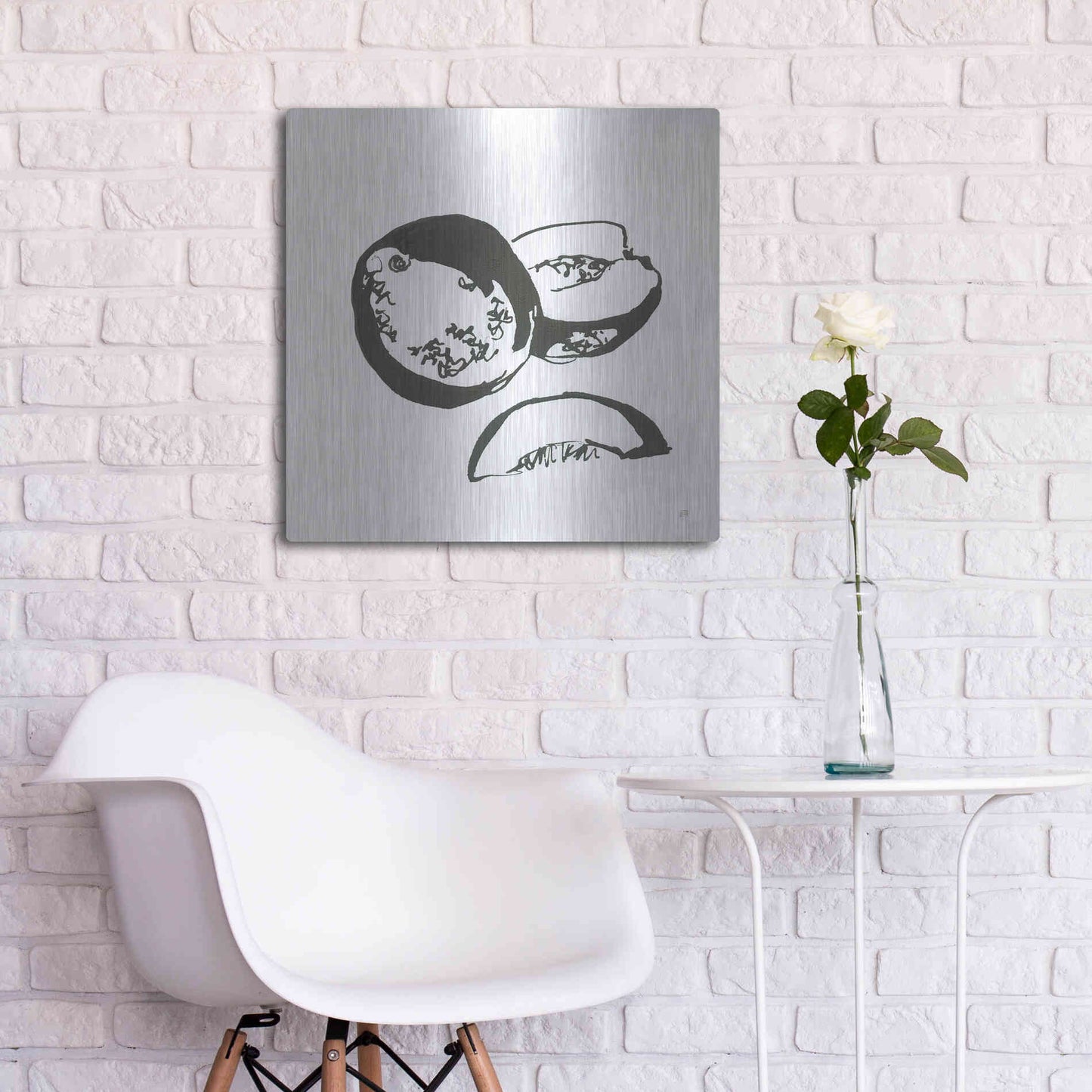 Luxe Metal Art 'Cantaloupe II BW' by Chris Paschke, Metal Wall Art,24x24