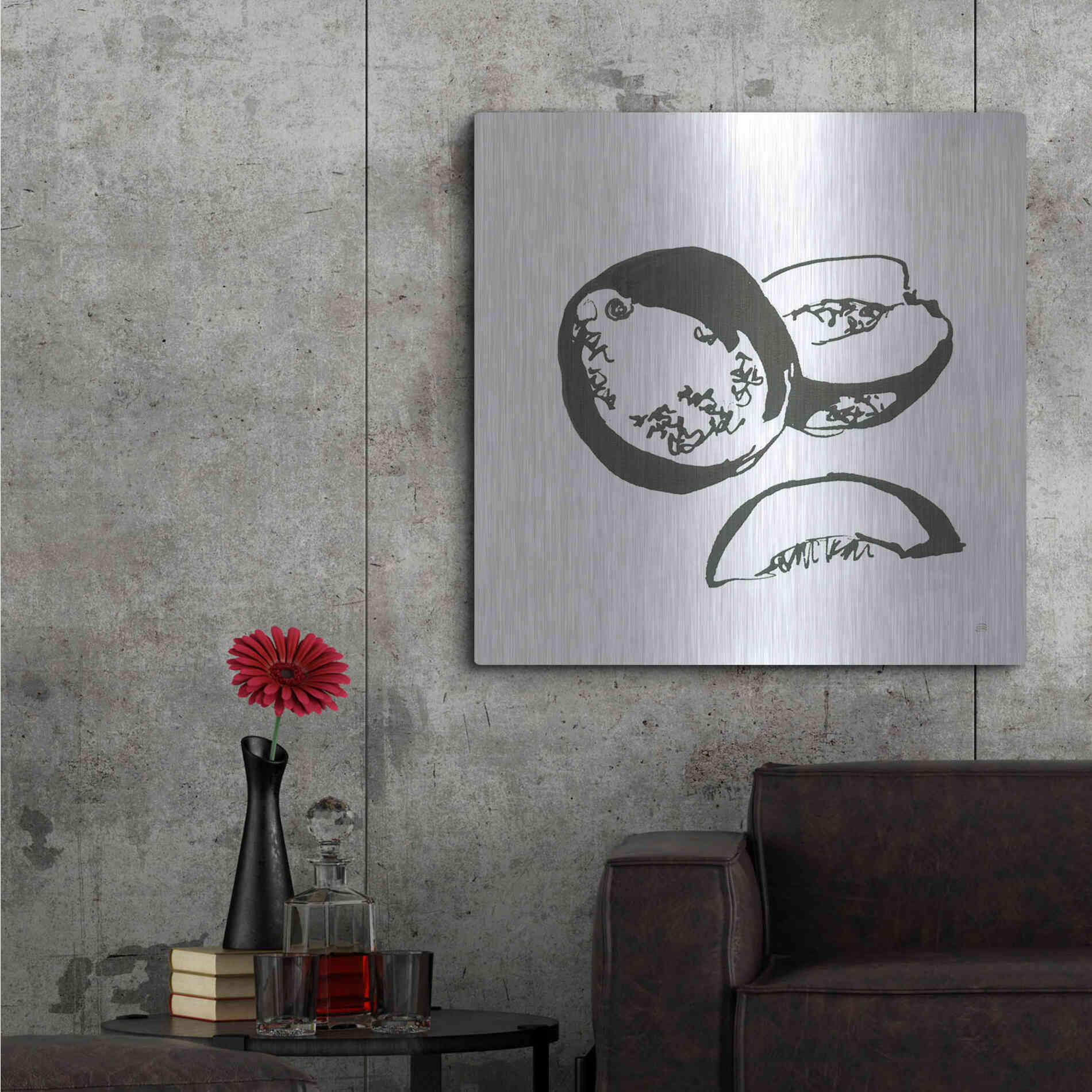 Luxe Metal Art 'Cantaloupe II BW' by Chris Paschke, Metal Wall Art,36x36