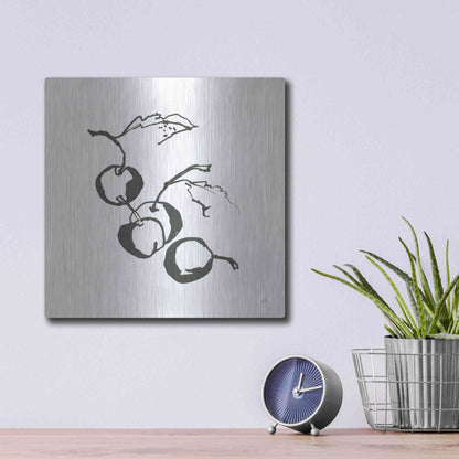 Luxe Metal Art 'Cherries BW' by Chris Paschke, Metal Wall Art,12x12