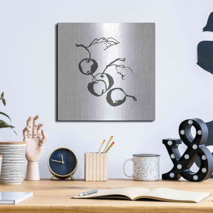 Luxe Metal Art 'Cherries BW' by Chris Paschke, Metal Wall Art,12x12