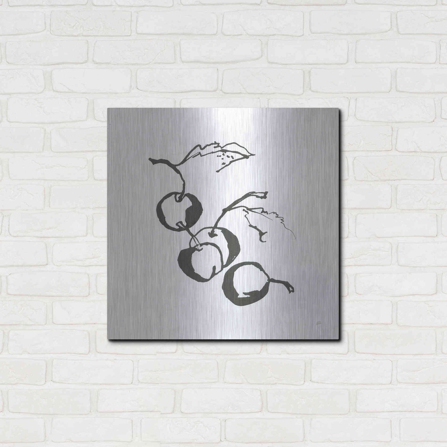 Luxe Metal Art 'Cherries BW' by Chris Paschke, Metal Wall Art,24x24