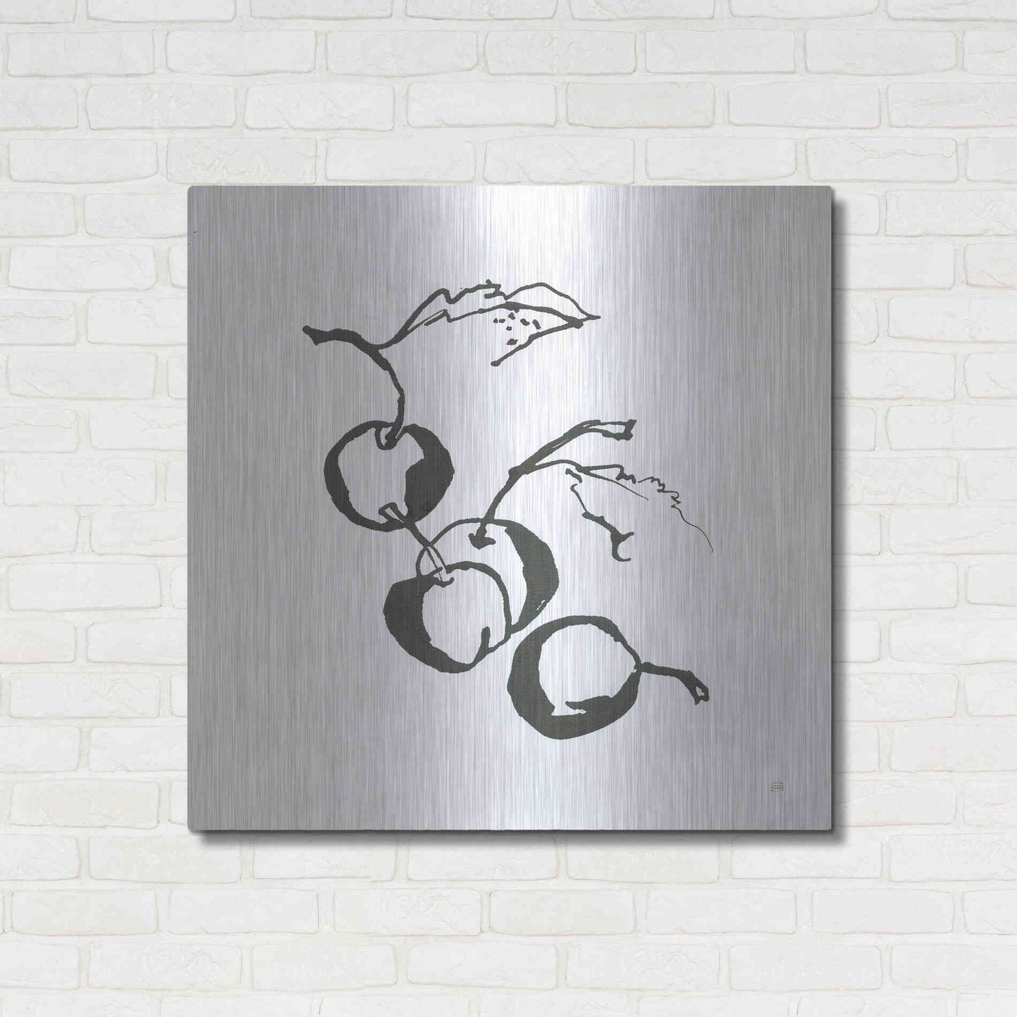 Luxe Metal Art 'Cherries BW' by Chris Paschke, Metal Wall Art,36x36