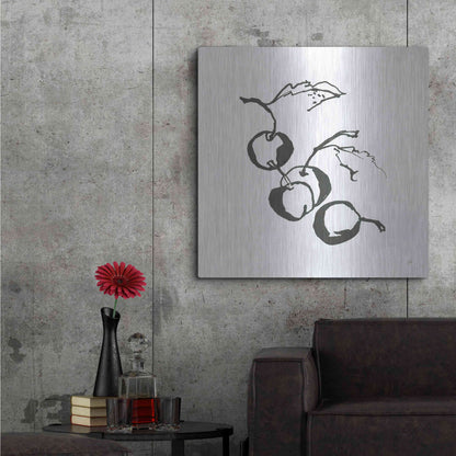 Luxe Metal Art 'Cherries BW' by Chris Paschke, Metal Wall Art,36x36