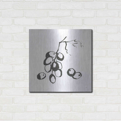 Luxe Metal Art 'Grapes I BW' by Chris Paschke, Metal Wall Art,24x24