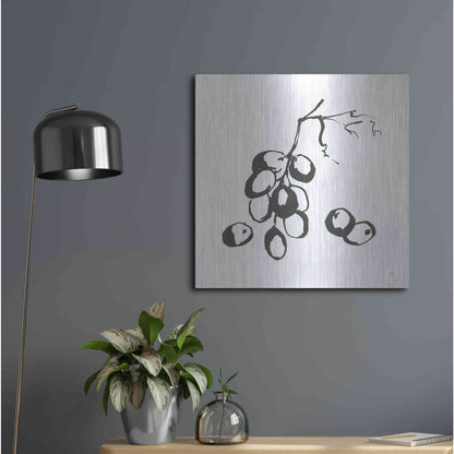 Luxe Metal Art 'Grapes I BW' by Chris Paschke, Metal Wall Art,24x24