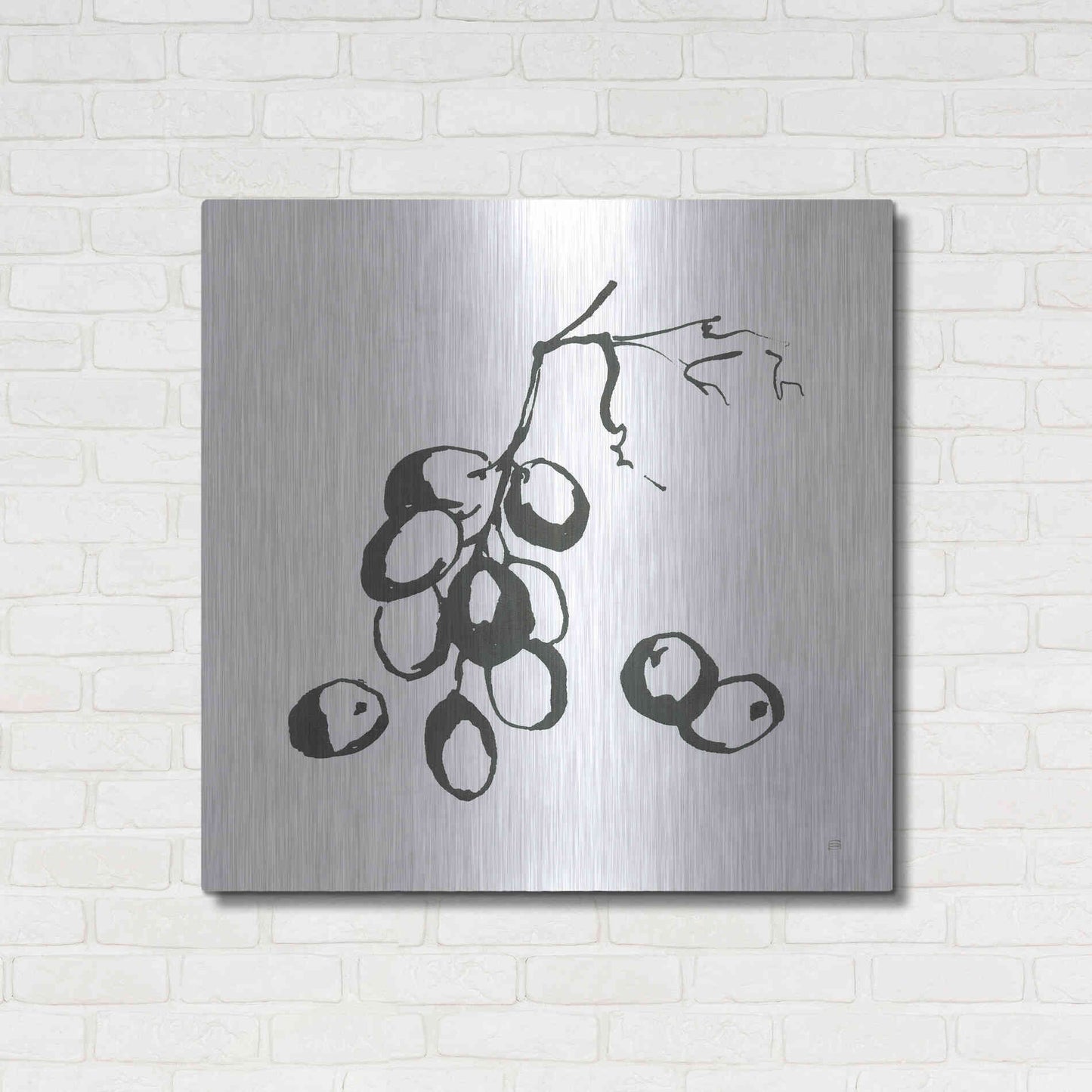 Luxe Metal Art 'Grapes I BW' by Chris Paschke, Metal Wall Art,36x36