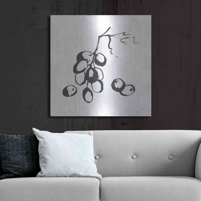 Luxe Metal Art 'Grapes I BW' by Chris Paschke, Metal Wall Art,36x36