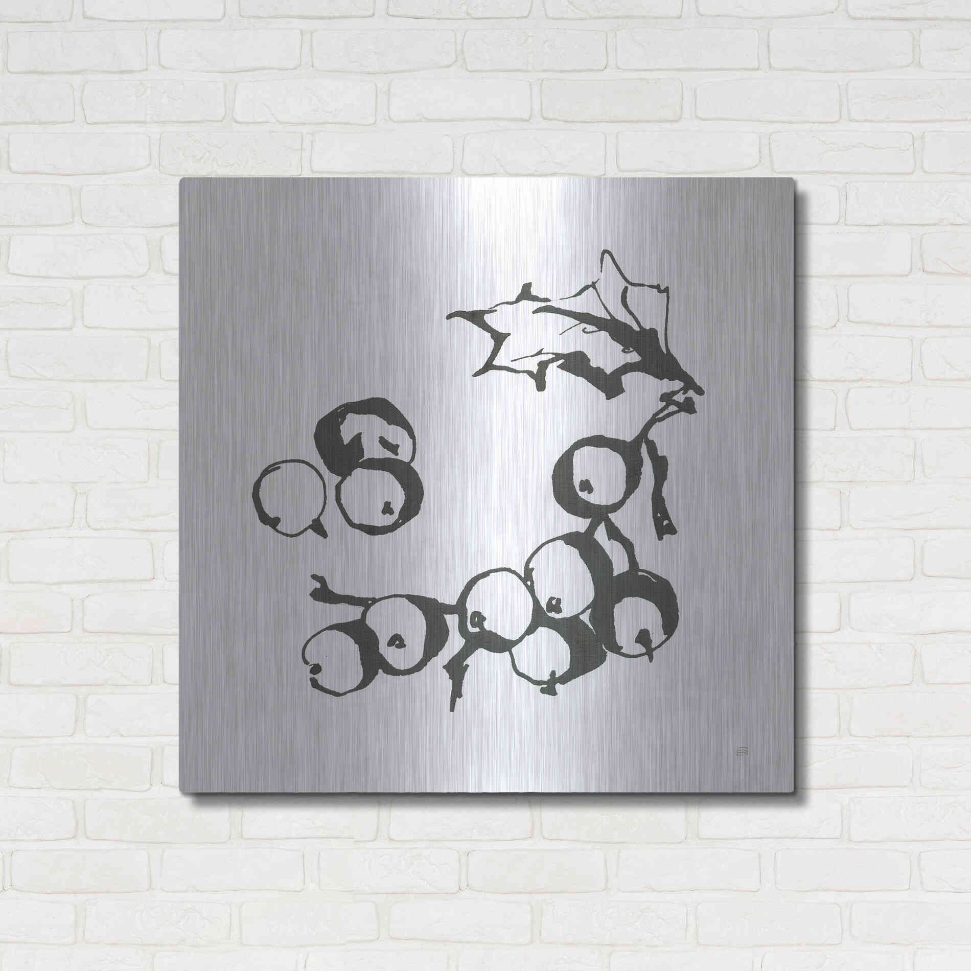 Luxe Metal Art 'Grapes II BW' by Chris Paschke, Metal Wall Art,36x36