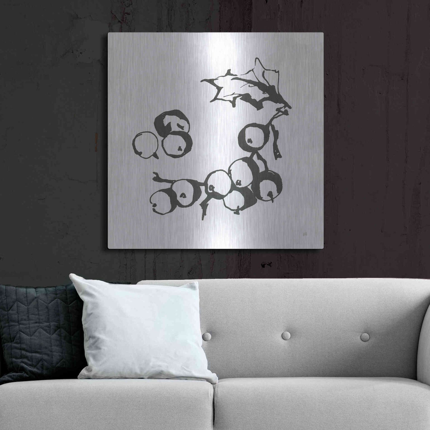 Luxe Metal Art 'Grapes II BW' by Chris Paschke, Metal Wall Art,36x36